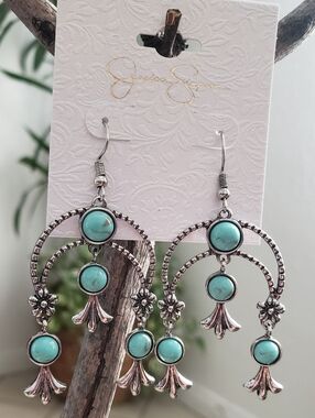 Jessica Simpson Turquoise Silver Dangle Earrings